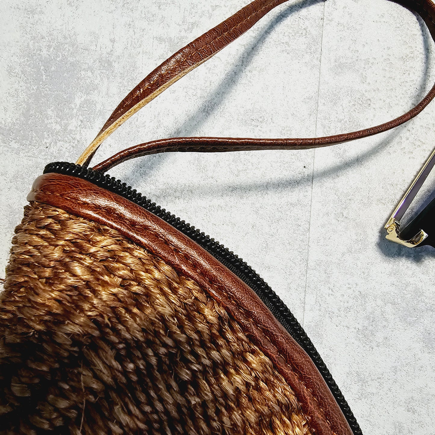 Handwoven Sisal Clutch Purse, Lined and Wrist Handle And Zipper