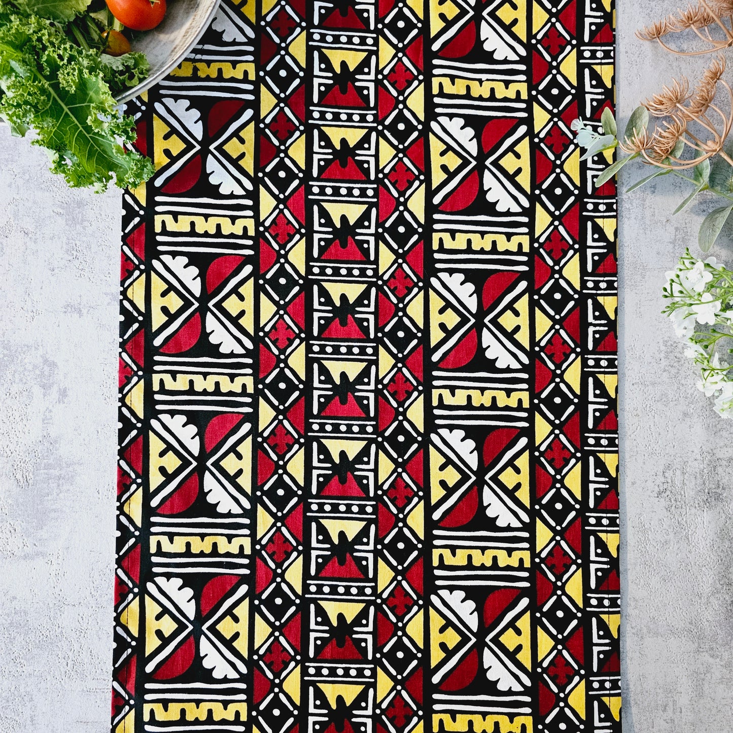 Handmade Table Runner 160x35cm | 180x35 | 200x35cm | African Print "Mudcloth" Bogolan Inspired Print Made from 100% African Print Fabric