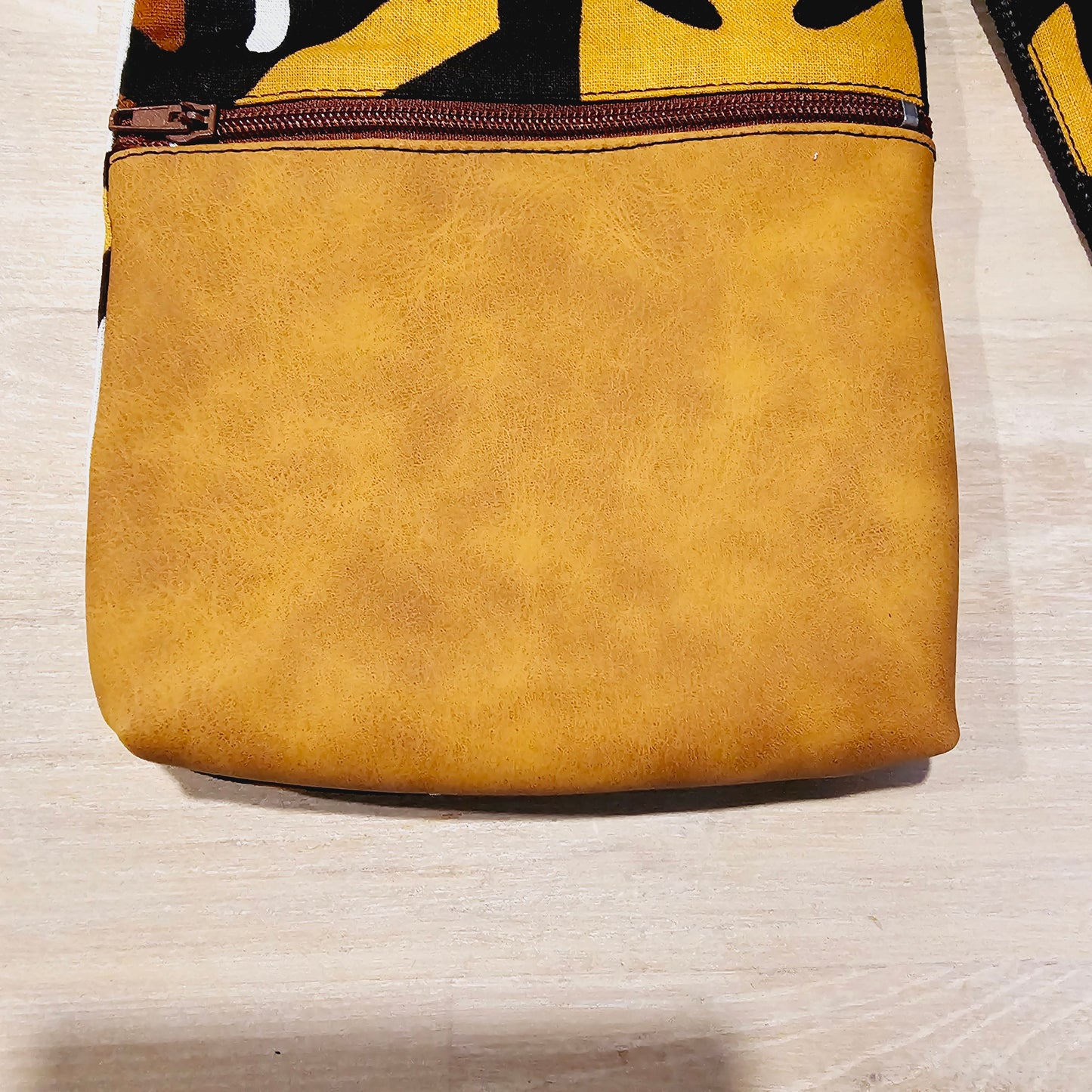 Handmade Phone Bag and Keyfob Set | African Ankara Print Fabric | Vegan Leather Detail | Adjustable Shoulder Strap
