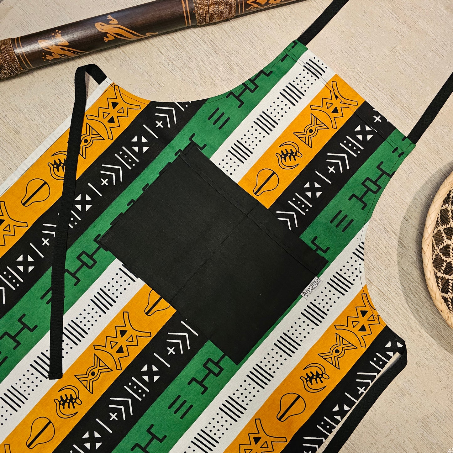 African Print Apron with Pocket | 100% Cotton Fabric