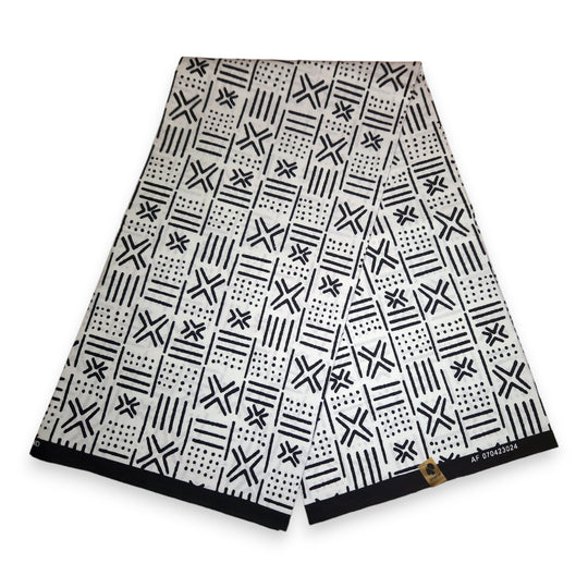 6 Yards | African Print "Mudcloth" Bogolan Inspired Print Fabric 100% Cotton | Ankara Fabric