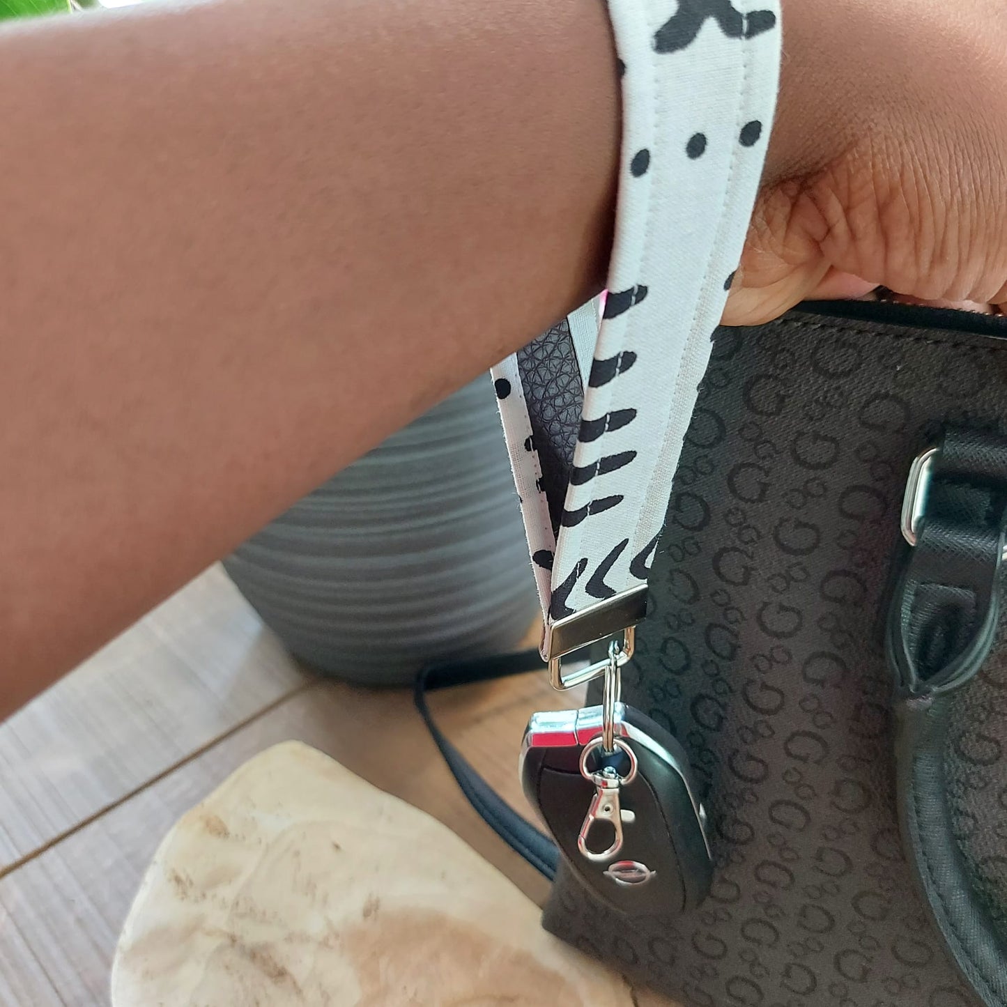 African Print and Leather Key Fob | Wristlet | Key Holder