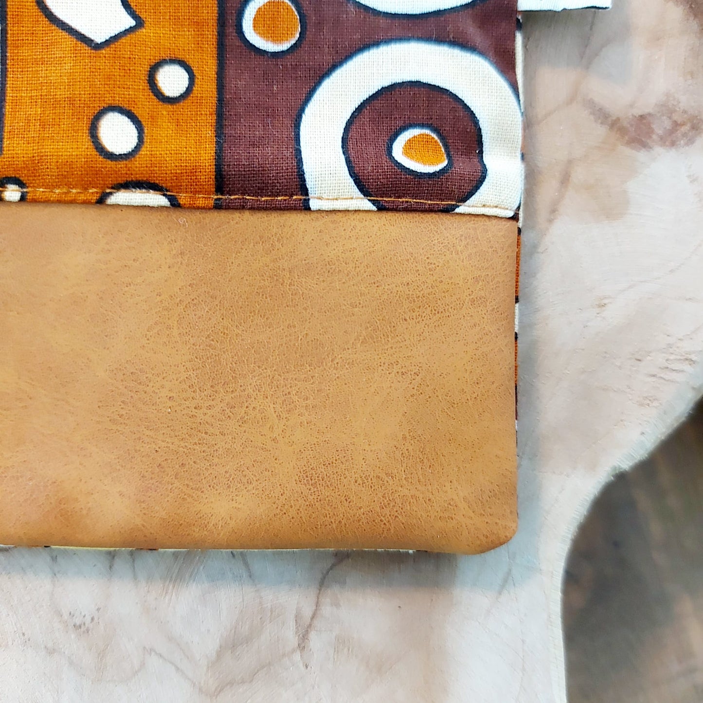 African Print Zipper Pouch | Make-up Bag | Pencil Case | Vegan Leather Detail