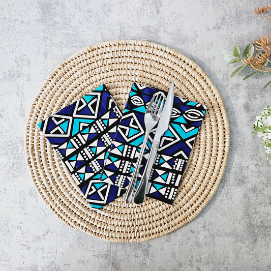 Set of 4 | 8 Napkins | 40x40cm | Ankara Wax 100% Cotton