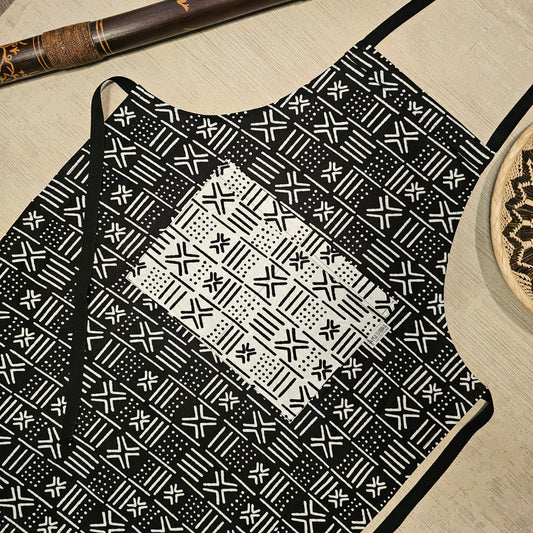 Handmade Bogolan Print | African Print Apron with Pocket