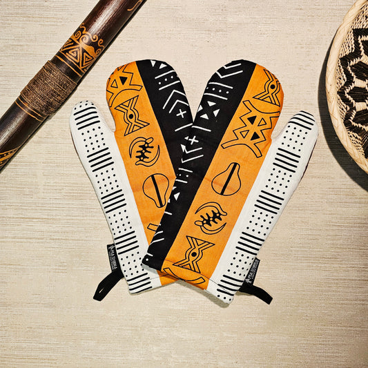 Apron and Matching Oven Gloves Set | 100% Cotton African Print Fabric