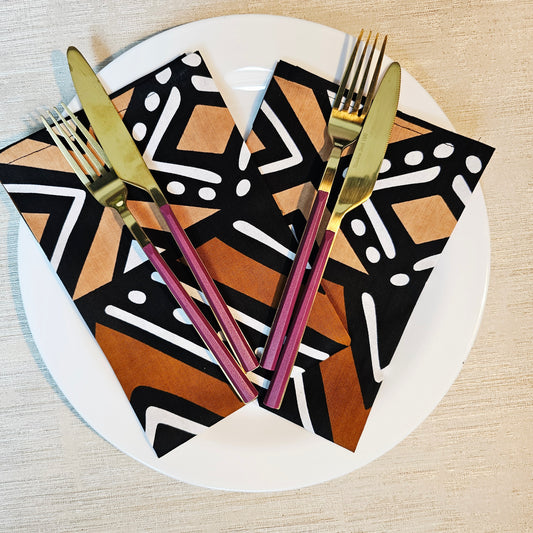 Set of 4 | 8 Napkins | 40x40cm | Ankara Wax 100% Cotton