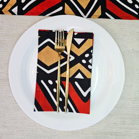 Set of 4 | 8 Napkins | 40x40cm | Ankara Wax 100% Cotton