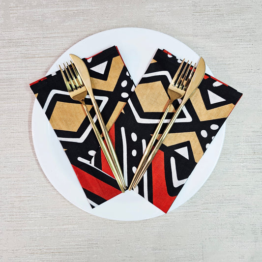 Set of 4 | 8 Napkins | 40x40cm | Ankara Wax 100% Cotton