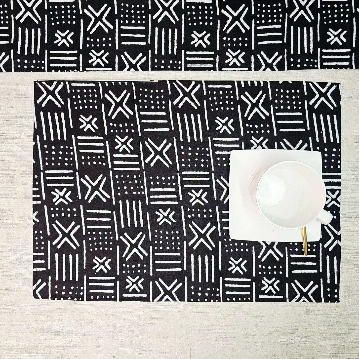 Table Runner and Set of 4 Placemats | 100% Cotton African Print Fabric