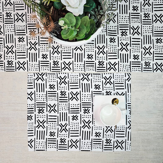 Table Runner and Set of 4 Placemats | 100% Cotton African Print Fabric
