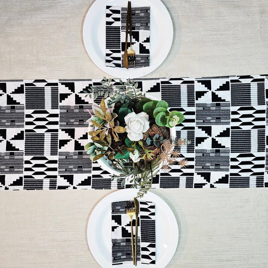 Table Runner and Set of 8 Napkins | 100% Cotton African Print Fabric