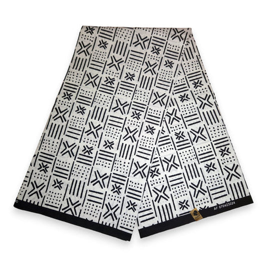 6 Yards | African Print "Mudcloth" Bogolan Inspired Print Fabric 100% Cotton | Ankara Fabric