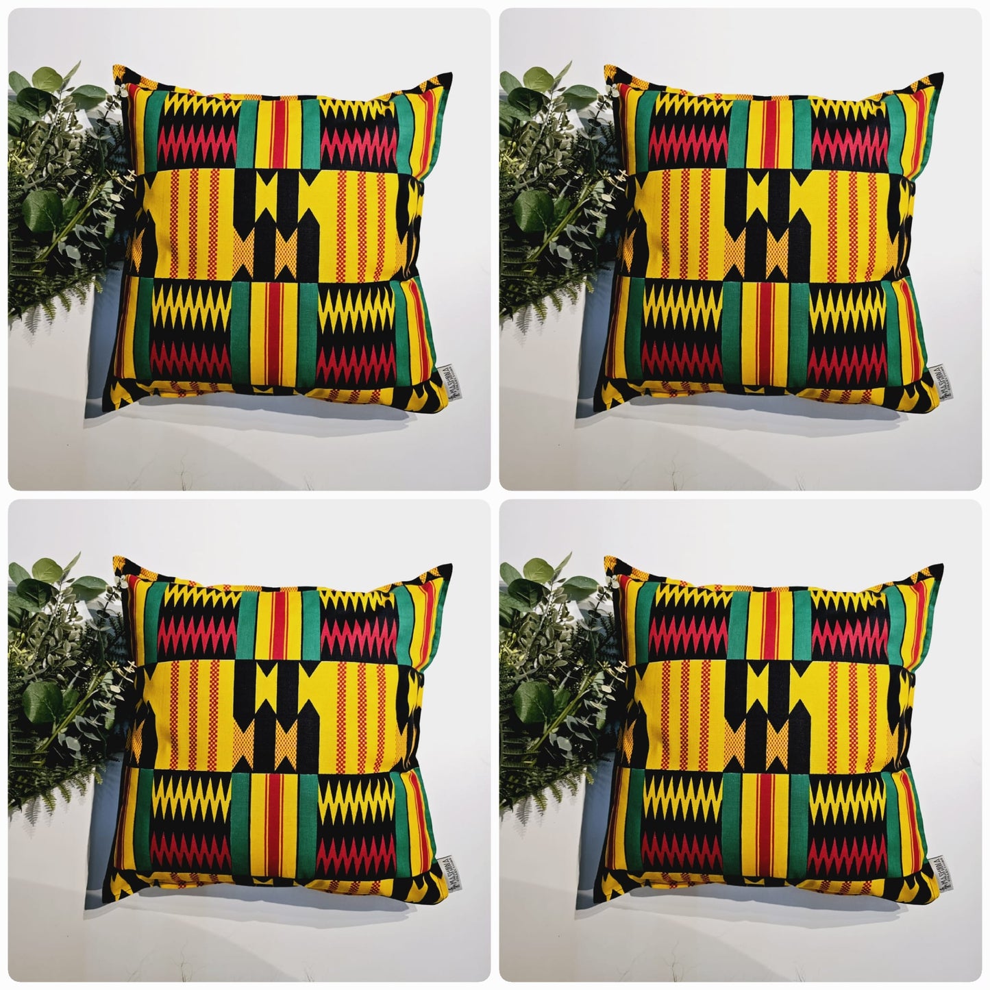 Set of 2 | 4 Cushion Covers | 40x40cm | 100% Cotton Wax Ankara Fabric