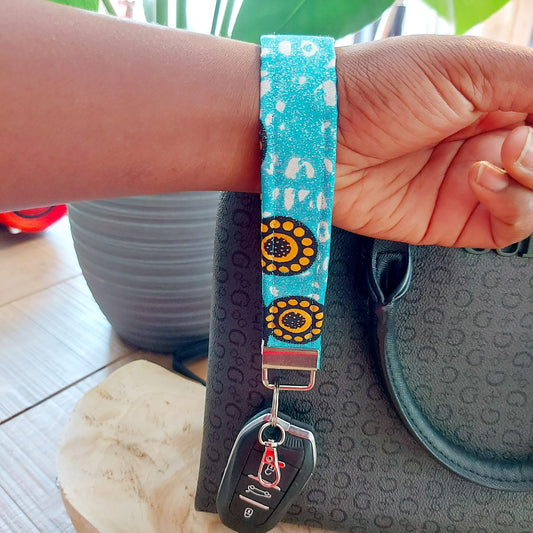 African Print and Leather Key Fob | Wristlet | Key Holder