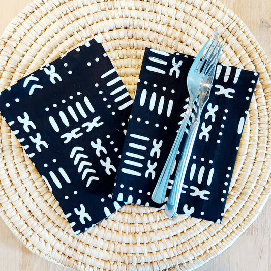 Set of 4 | 8 Napkins | 40x40cm | 100% Cotton African Print Fabric